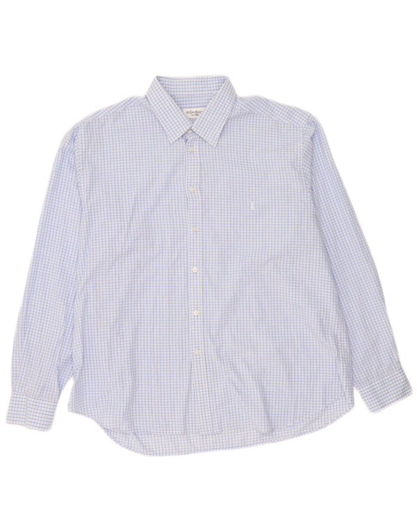 Yves Saint Laurent Chemise Homme 2XL Bleu Carreaux Coton