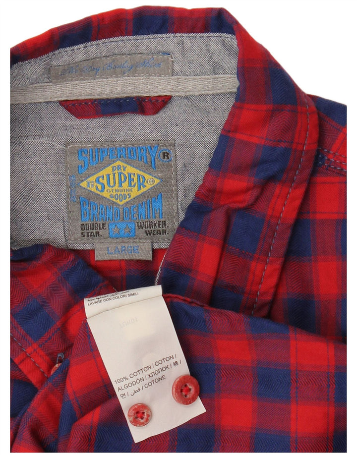 SUPERDRY Chemise Flanelle Homme Grand Carreau Rouge Coton