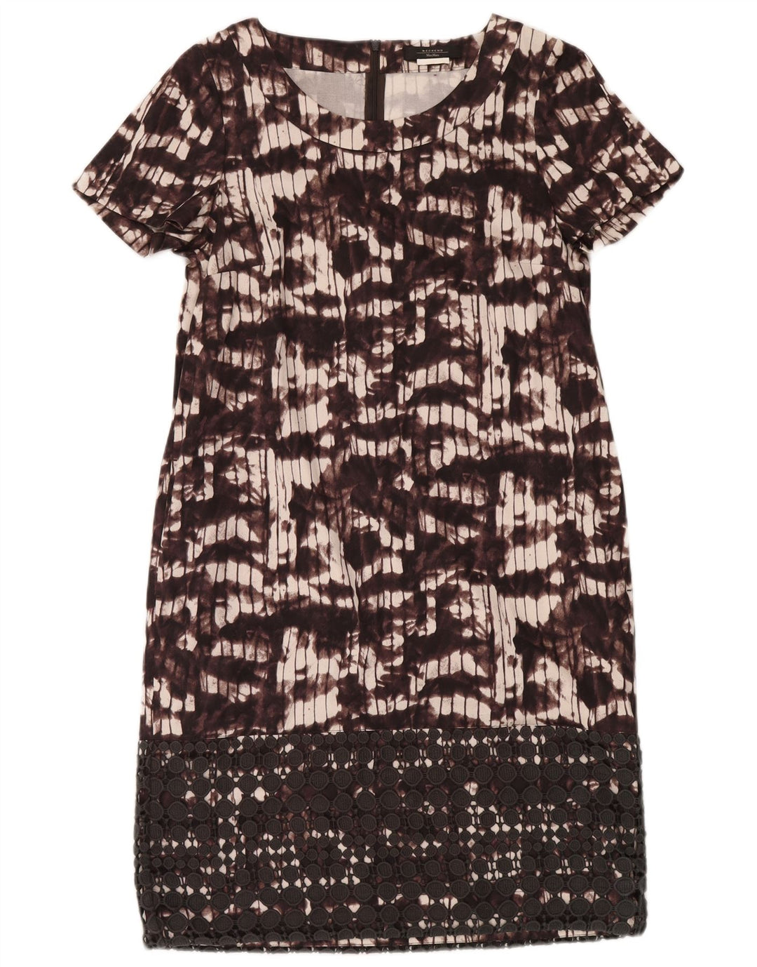 Max Mara Robe droite à motif abstrait pour femme UK 12 Bordeaux moyen