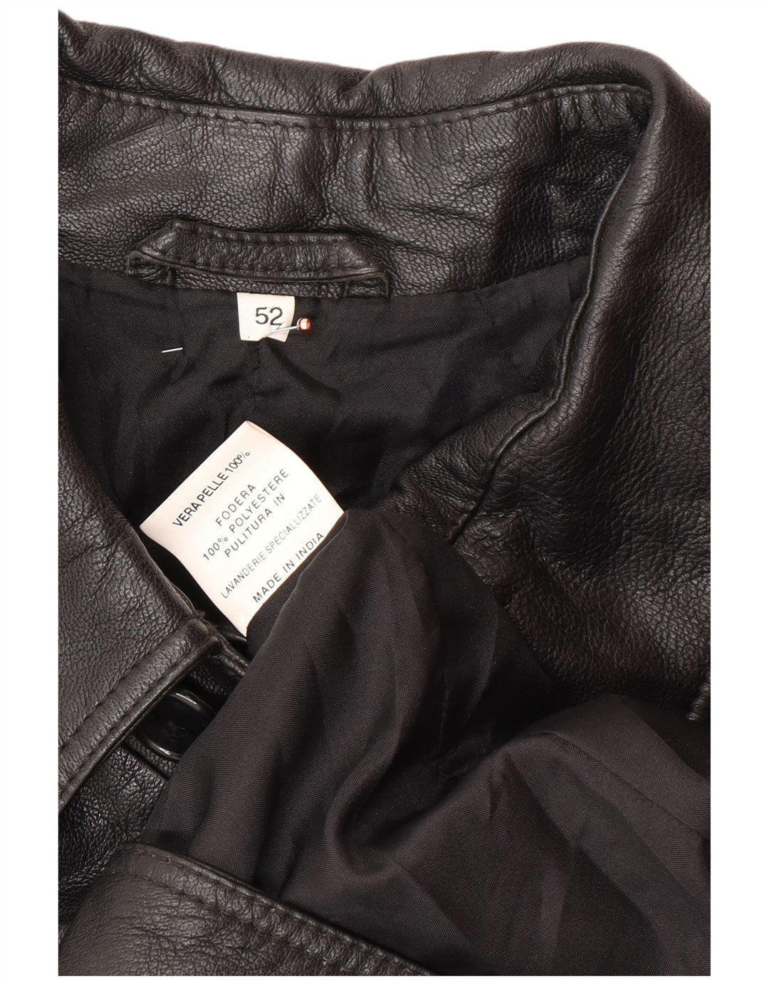 VINTAGE Manteau en Cuir Homme IT 52 XL Cuir Noir