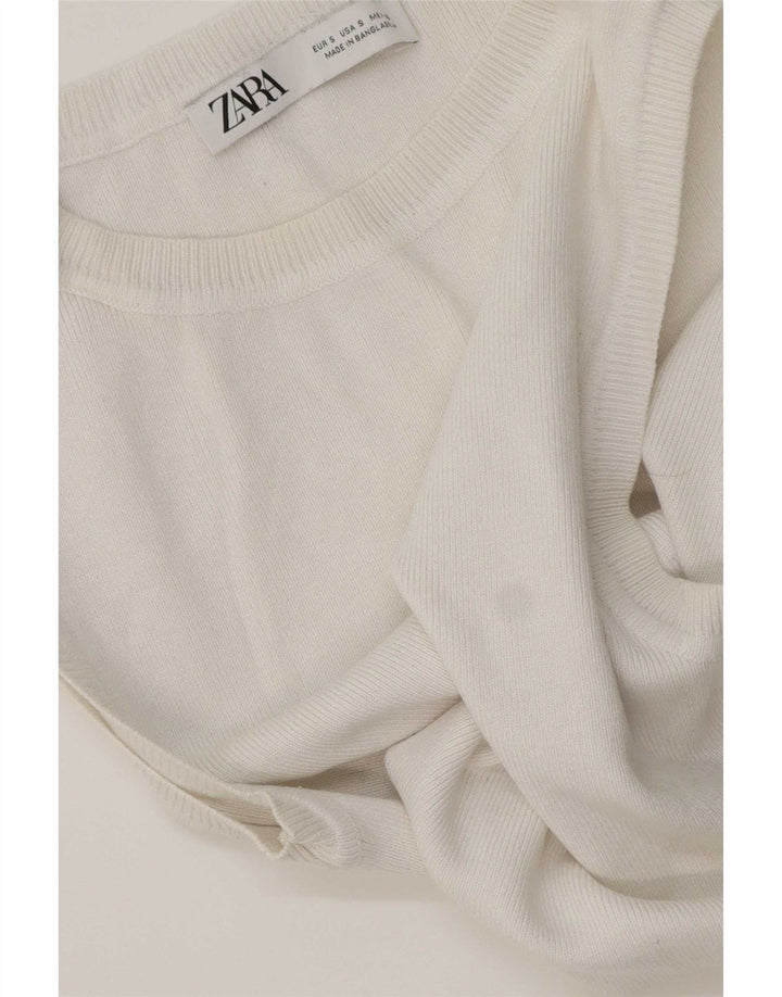 Zara Femmes Crop Débardeur UK 8 Petit Blanc