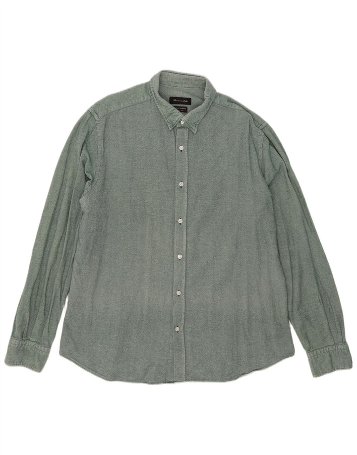 MASSIMO DUTTI Chemise Homme XL Vert Coton