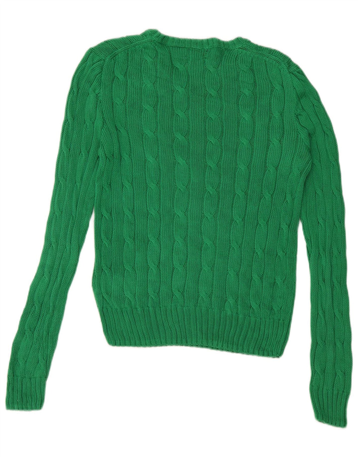 POLO RALPH LAUREN Pull ras du cou pour femme UK 10 Petit coton vert