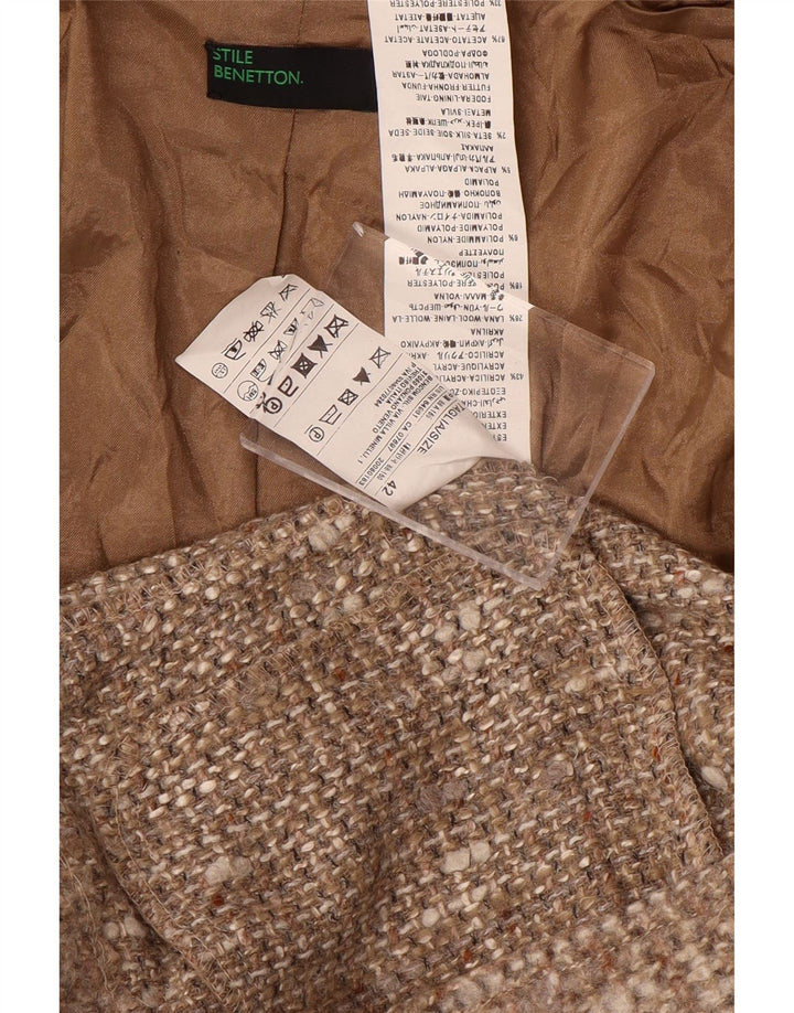 Benetton Veste Blazer 3 Boutons Femme IT 42 Acrylique Moucheté Marron Moyen