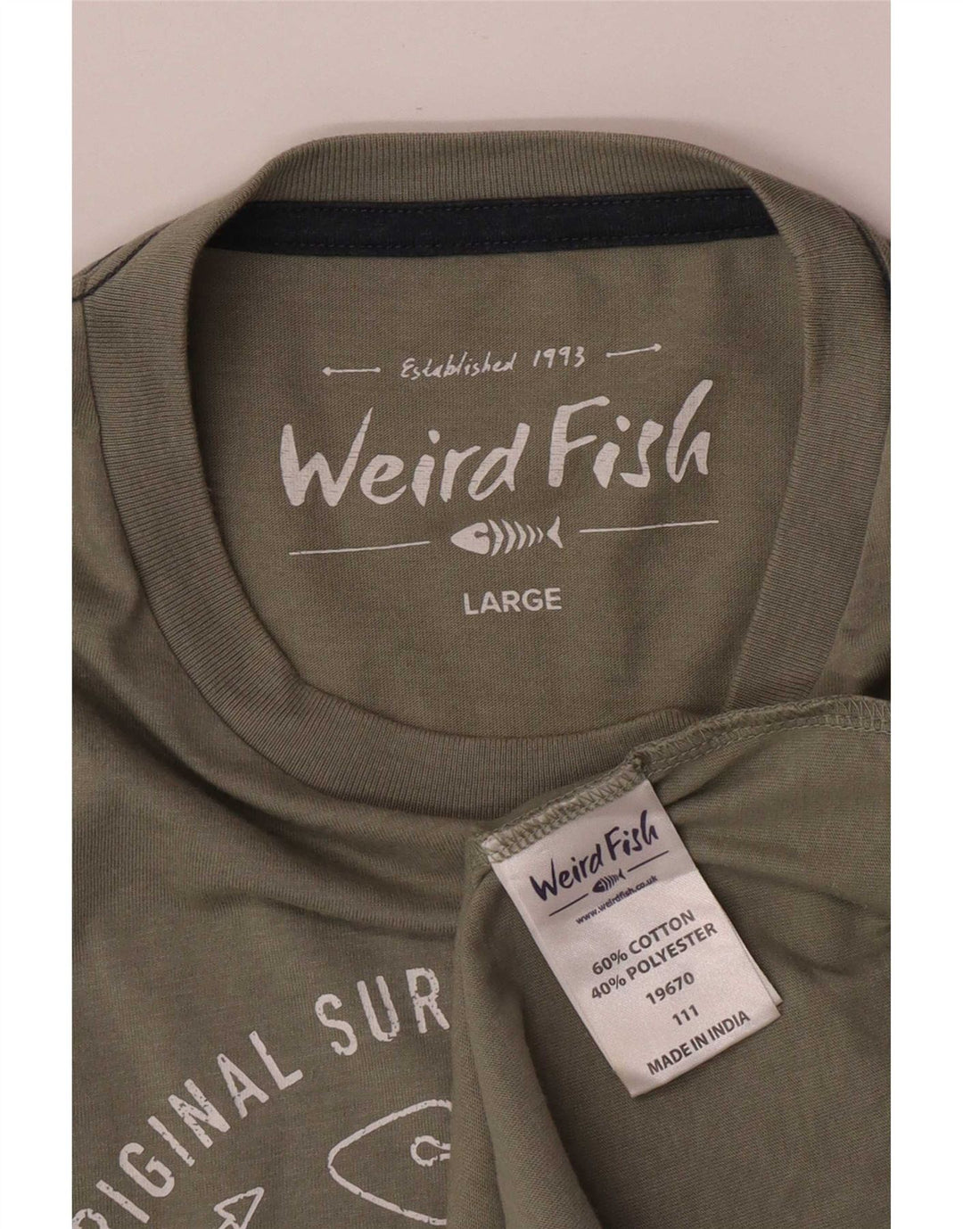 Weird Fish T-Shirt graphique pour hommes, grand coton kaki