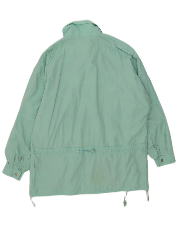 Veste coupe-vent graphique femme vintage UK 16 Grand Polyester Turquoise