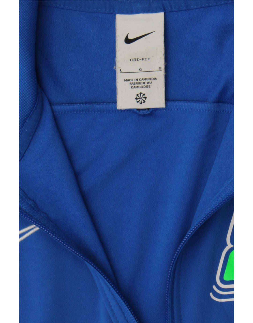 NIKE Mens Dri Fit Graphic Tracksuit Top Jacket Large Blue Polyester Vintage Nike and Second-Hand Nike from Messina Hembry 
