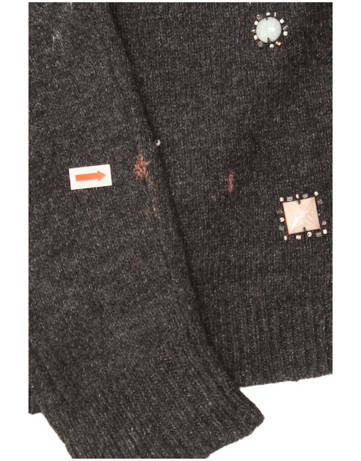 MONSOON Pull col bateau pour femme UK 12 Gris moyen Coton