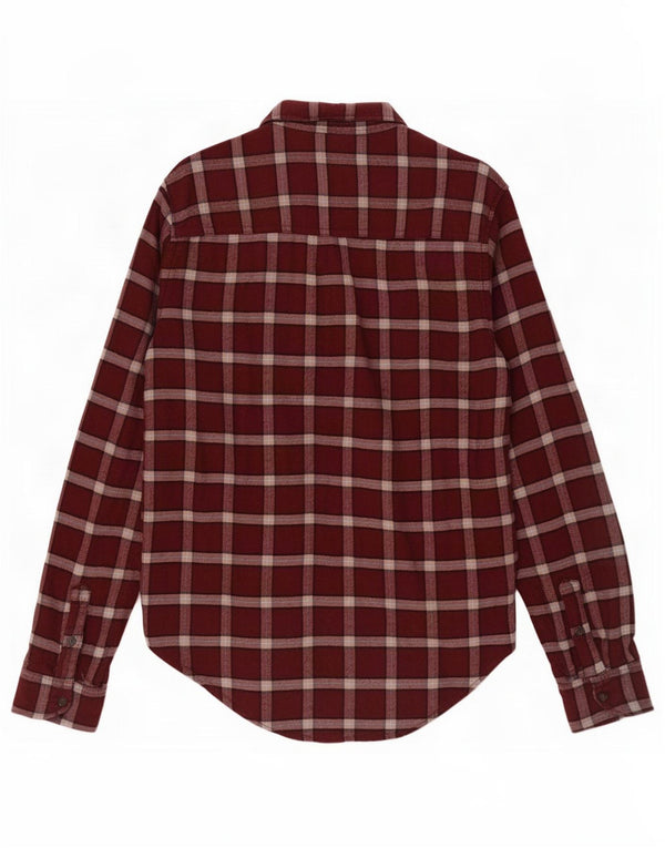 Abercrombie & Fitch Chemise surdimensionnée en flanelle pour femme UK 6 XS Bordeaux à carreaux