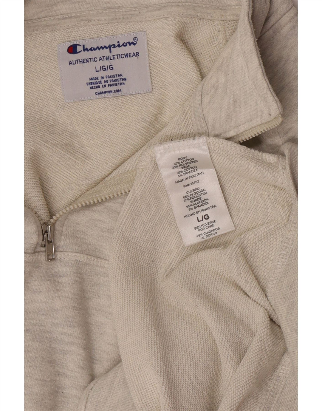 CHAMPION Sweat-shirt à col zippé pour homme, grand coton moucheté gris