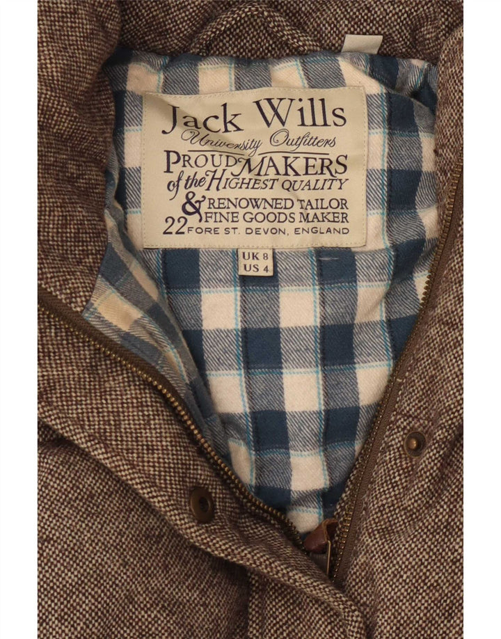 Jack Wills Gilet rembourré pour femme UK 8 Petite laine mouchetée marron