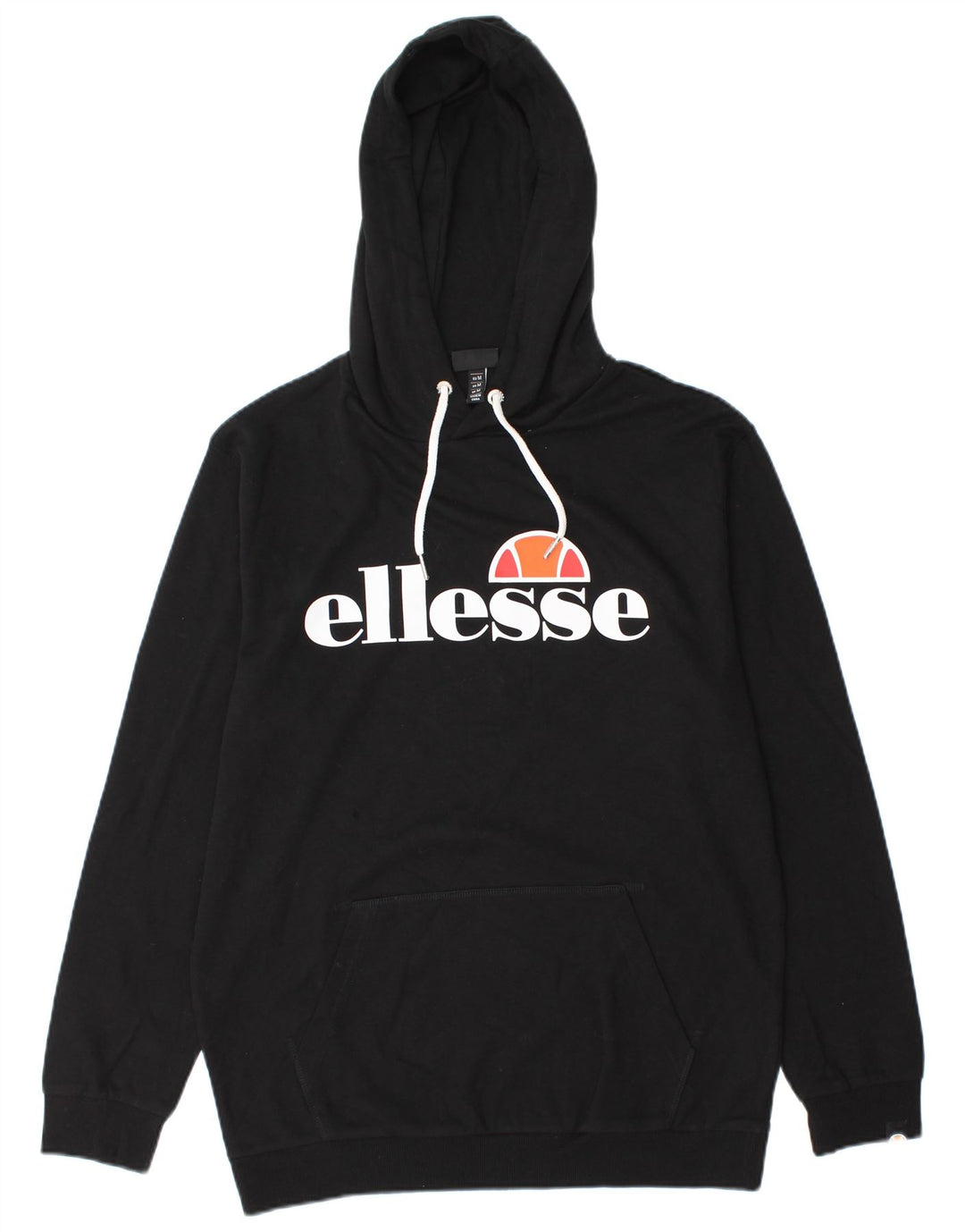 Ellesse Pull à capuche graphique en coton noir moyen pour homme