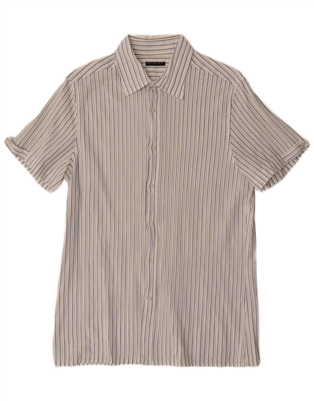 Sisley Chemise à Manches Courtes Medium Off White Pinstripe Homme