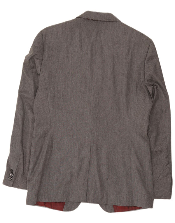 Zara Veste Blazer 2 Boutons Homme UK 38 Gris Moyen Viscose