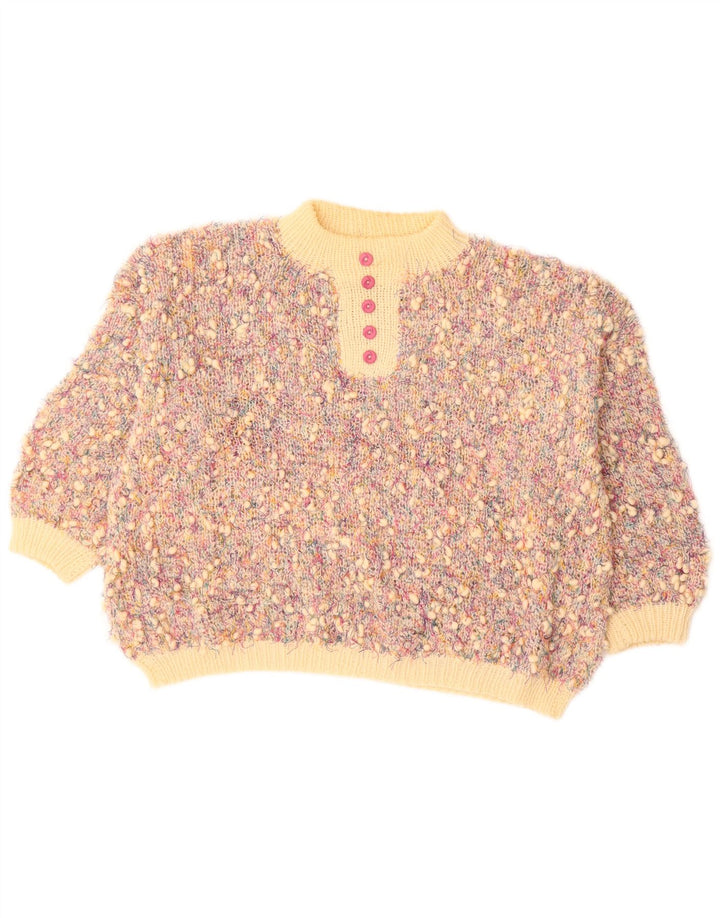 VINTAGE Pull col roulé femme UK 20 2XL multicolore moucheté