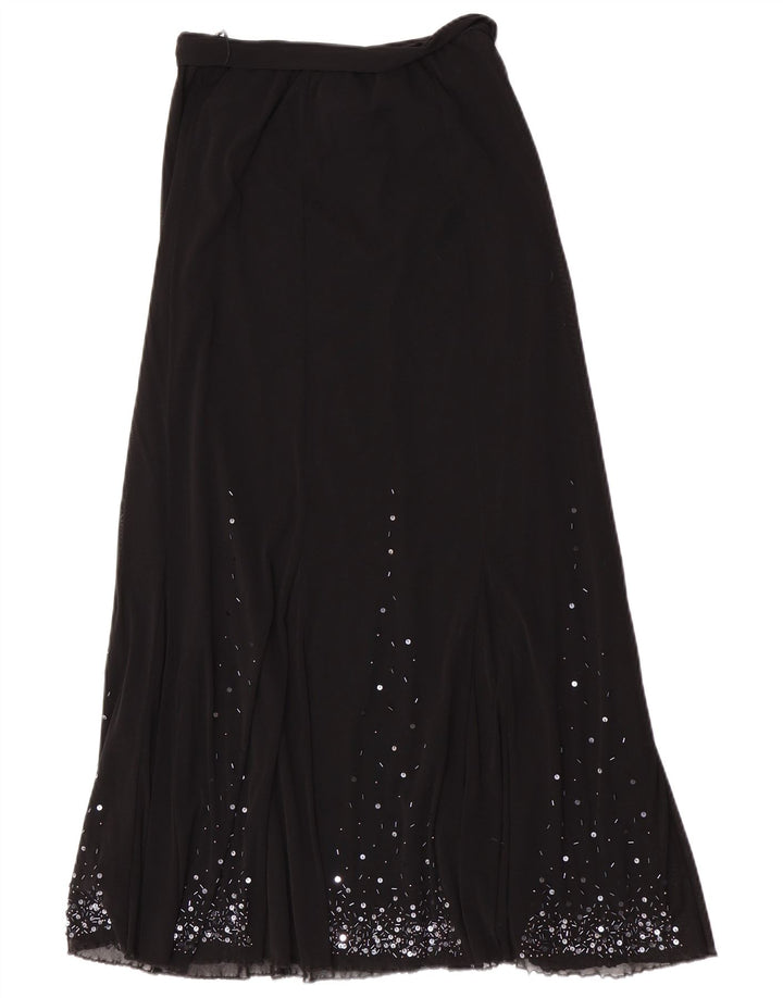 Per Una Jupe longue régulière pour femme UK 12 Medium W28 Noir Polyamide