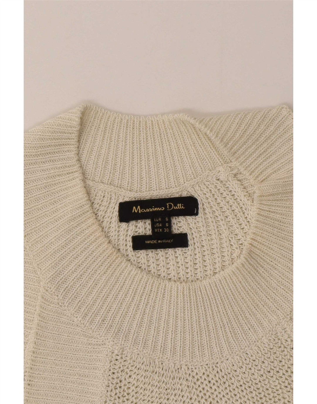 Massimo Dutti Haut dos nu en tricot pour femme UK 10 Small Blanc cassé