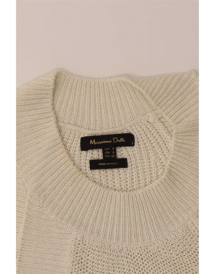 Massimo Dutti Haut dos nu en tricot pour femme UK 10 Small Blanc cassé