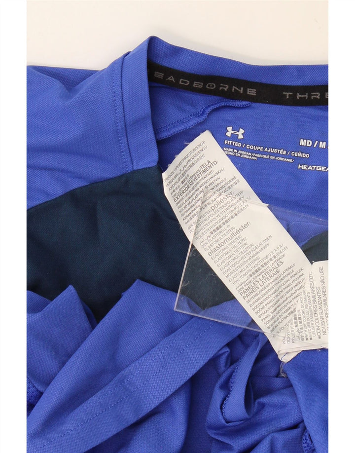 UNDER ARMOUR Mens Heat Gear T-Shirt Top Medium Blue Pinstripe Polyester