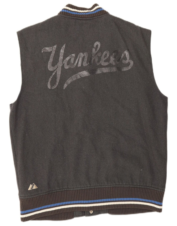Majestic Mens New York Yankees Graphic Varsity Gilet UK 40 Large Gris Laine