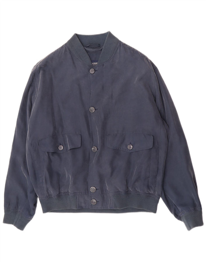Porto Di Panama Veste Bomber Homme IT 48 Bleu Marine Moyen Soie
