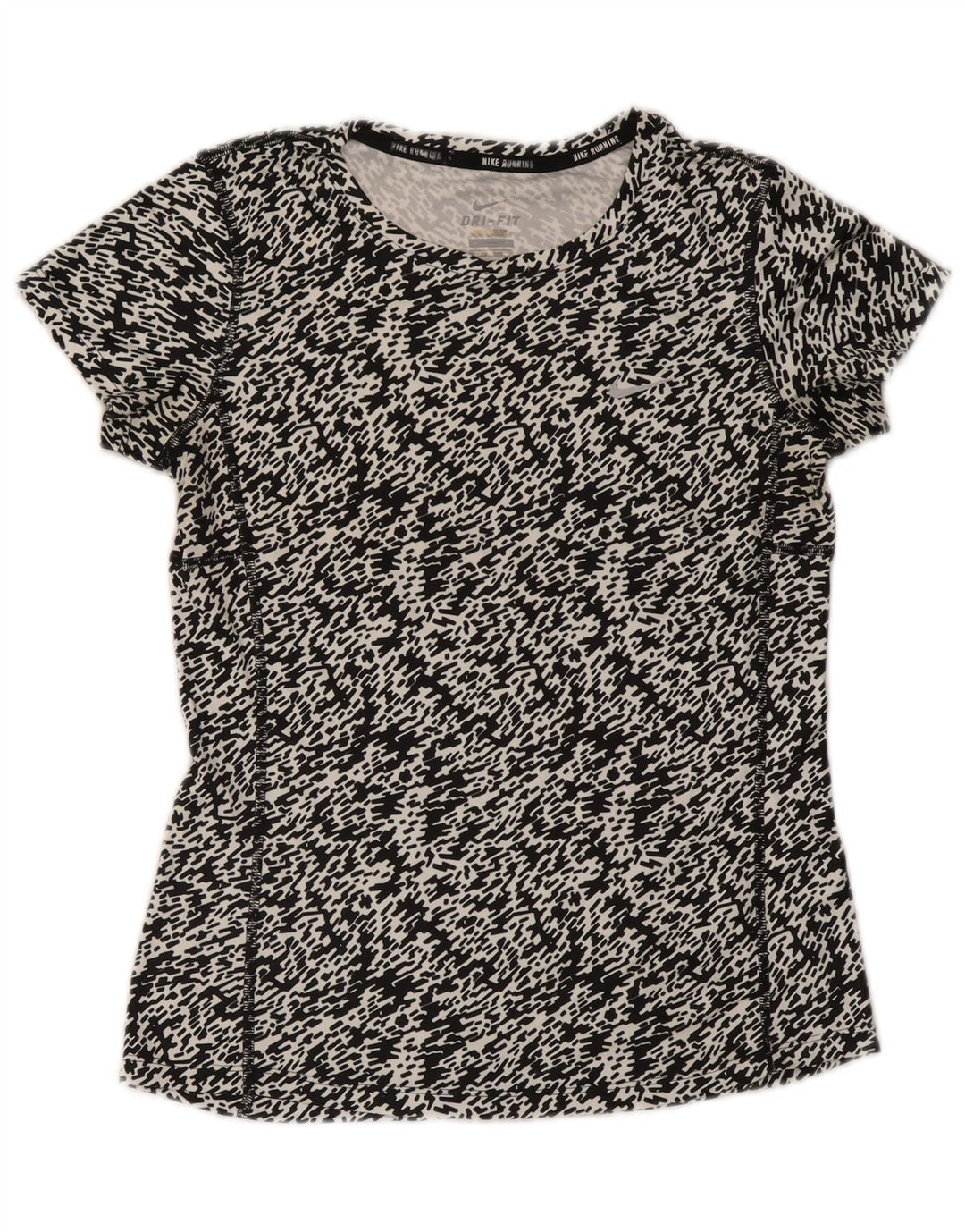 Nike Womens Dri Fit T-Shirt Top UK 6 XS Noir Moucheté Polyester