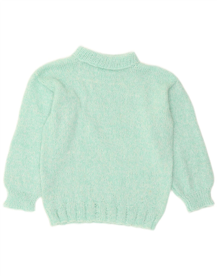vintage Femmes Roll Neck Jumper Pull UK 12 Moyen Turquoise
