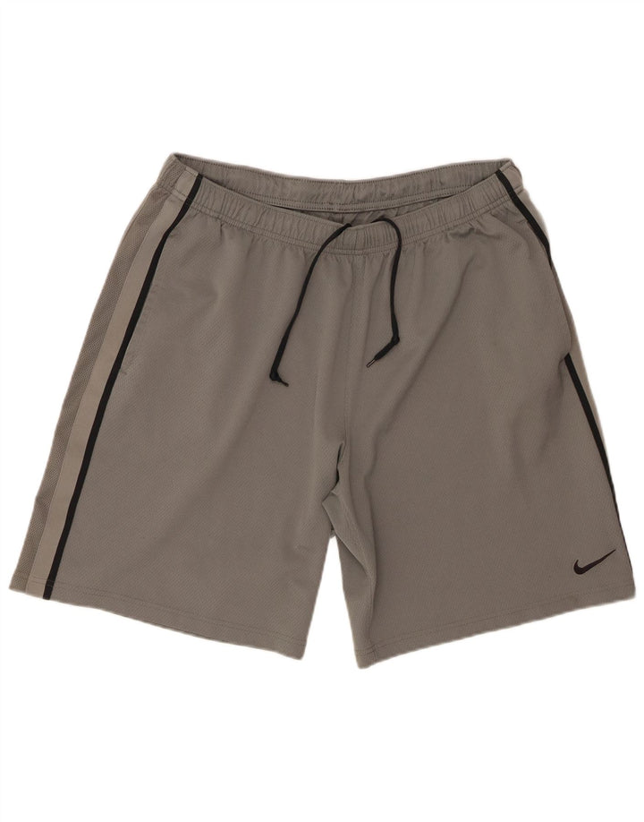 Nike Short de sport pour homme en polyester à rayures grises
