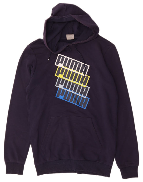 Puma Pull à capuche graphique XS homme bleu marine en coton