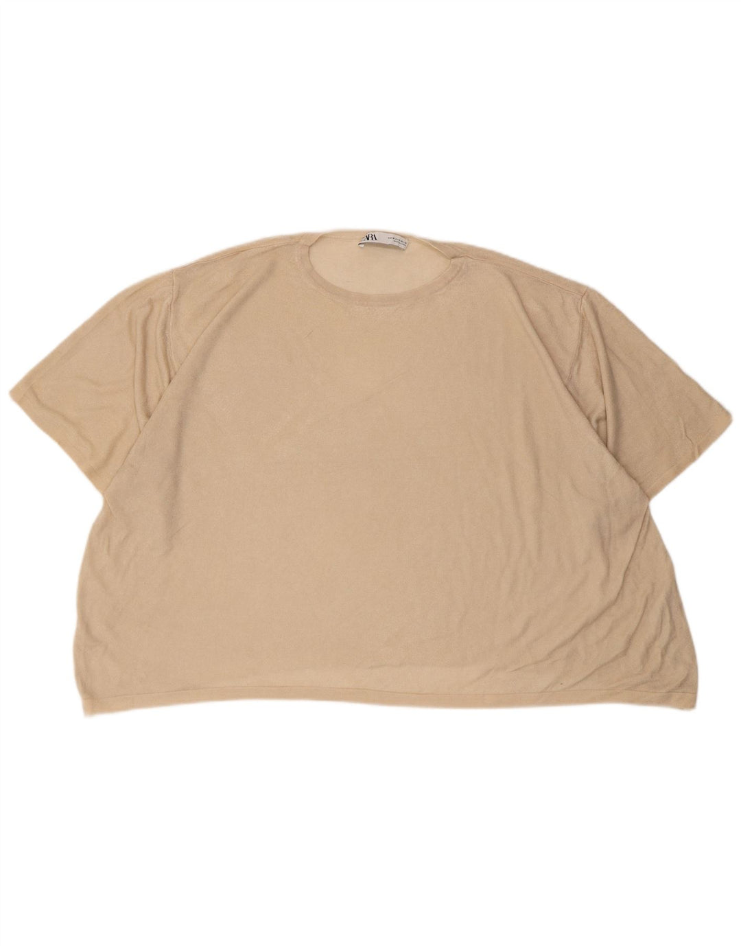 Zara Femme T-Shirt Oversize Top UK 14 Viscose Beige Moyen