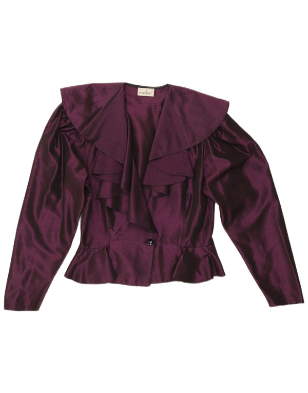 VINTAGE Femmes Crop 1 Bouton Blazer Veste UK 16 Grand Violet