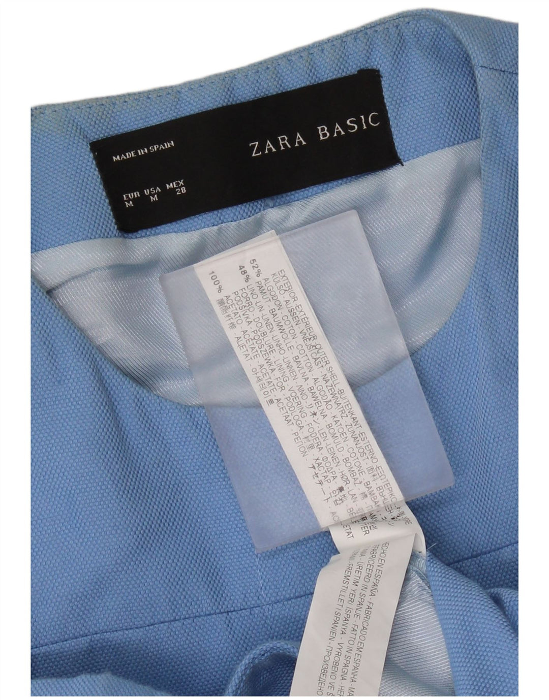 Zara Femme Pardessus UK 12 Coton Bleu Moyen