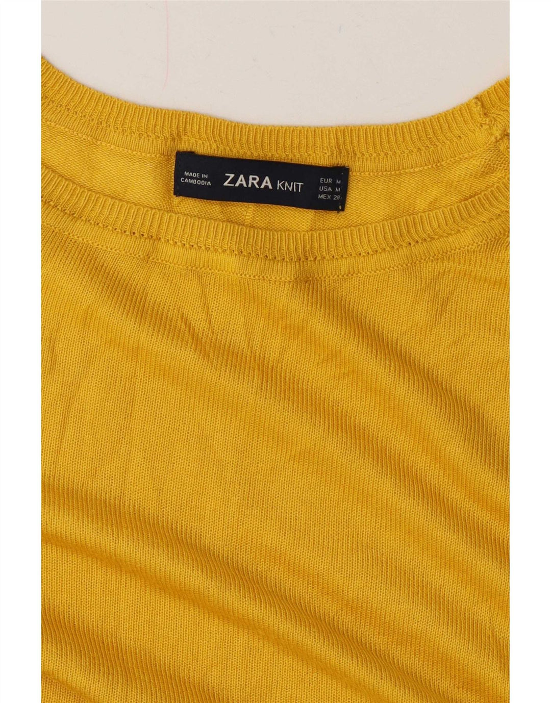 Zara Pull surdimensionné à col bateau pour femme UK 14 Jaune moyen