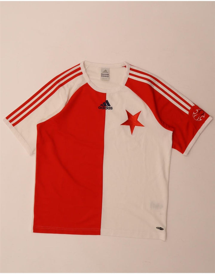 Adidas Homme Climalite Graphic T-Shirt Top Rouge Moyen Polyester Colorblock