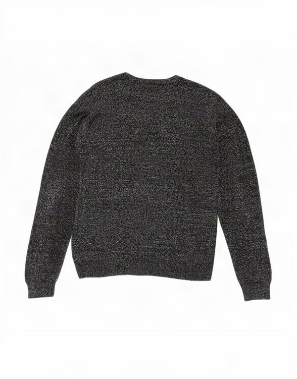 Topshop Pull surdimensionné à col rond pour femme UK 10 Petit Noir Moucheté