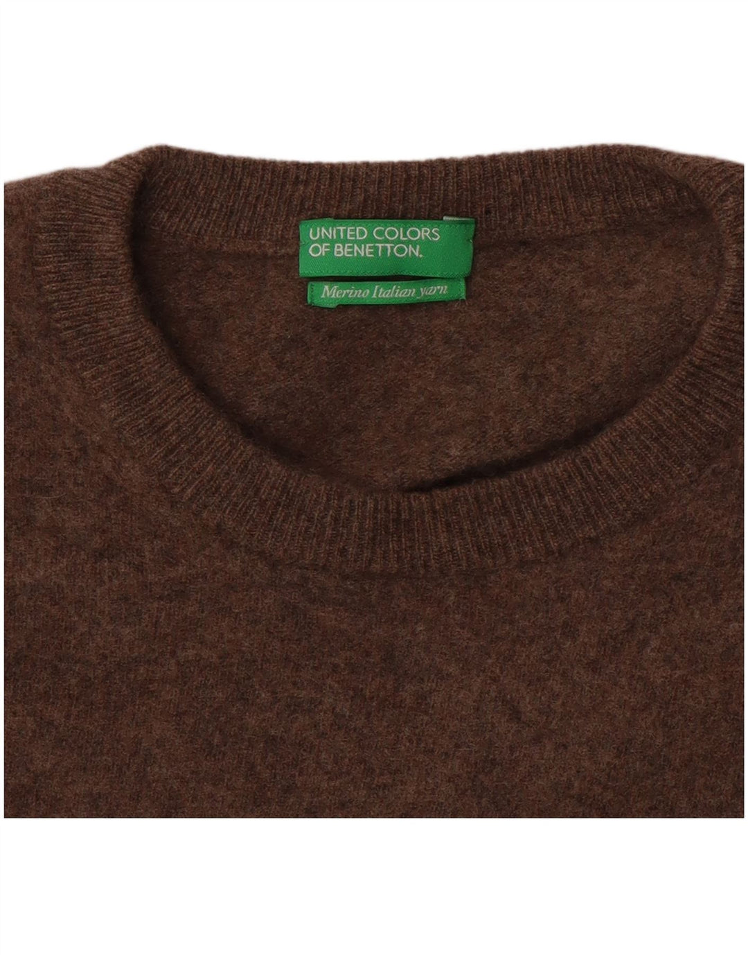 Benetton Pull à col rond pour femme UK 12 Marron moyen