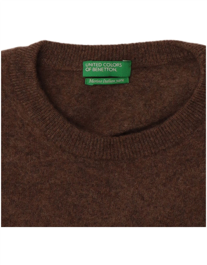 Benetton Pull à col rond pour femme UK 12 Marron moyen