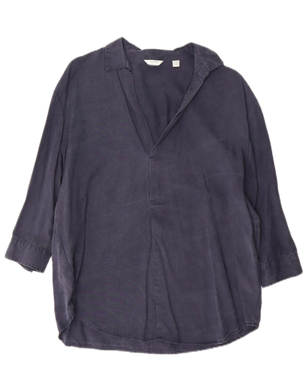 Jack Wills Chemisier surdimensionné à manches 3/4 pour femme UK 6 XS Bleu marine Lyocell