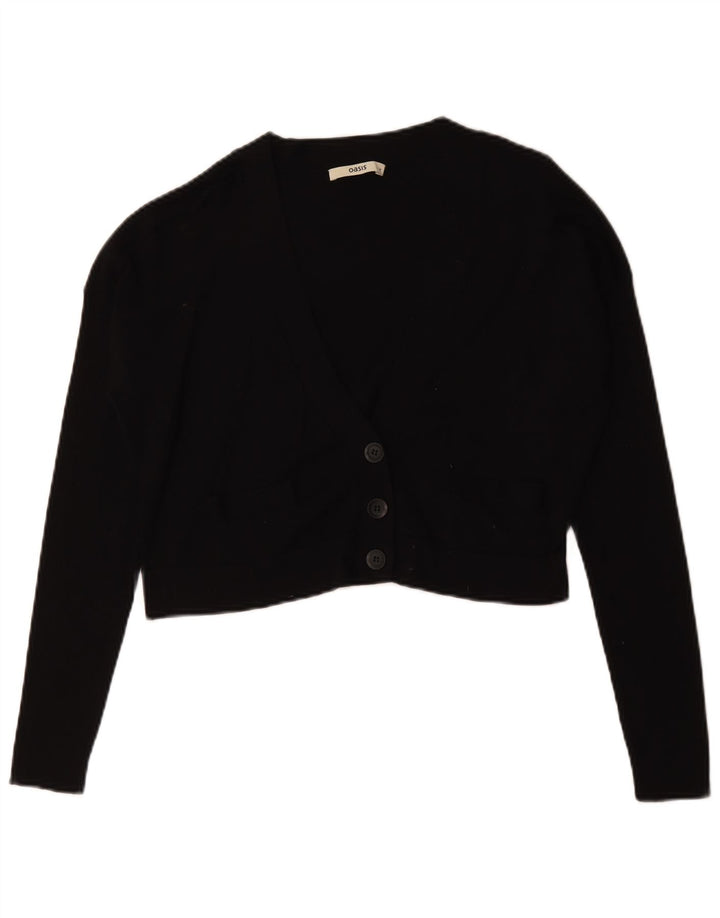 Oasis Cardigan court surdimensionné pour femme UK 14 en coton noir moyen