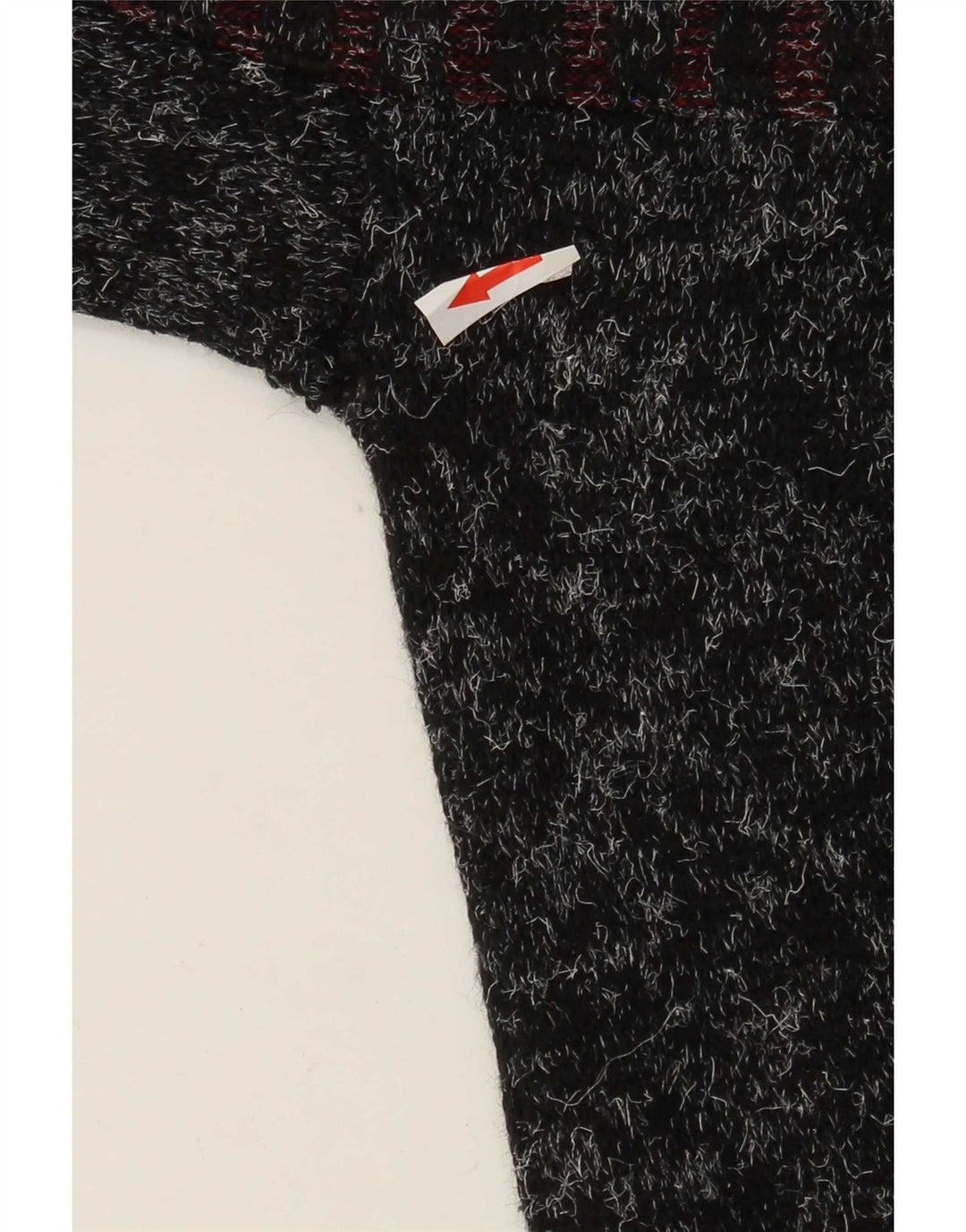 vintage Mens Crew Neck Jumper Pull Grande Laine Patchwork Noir