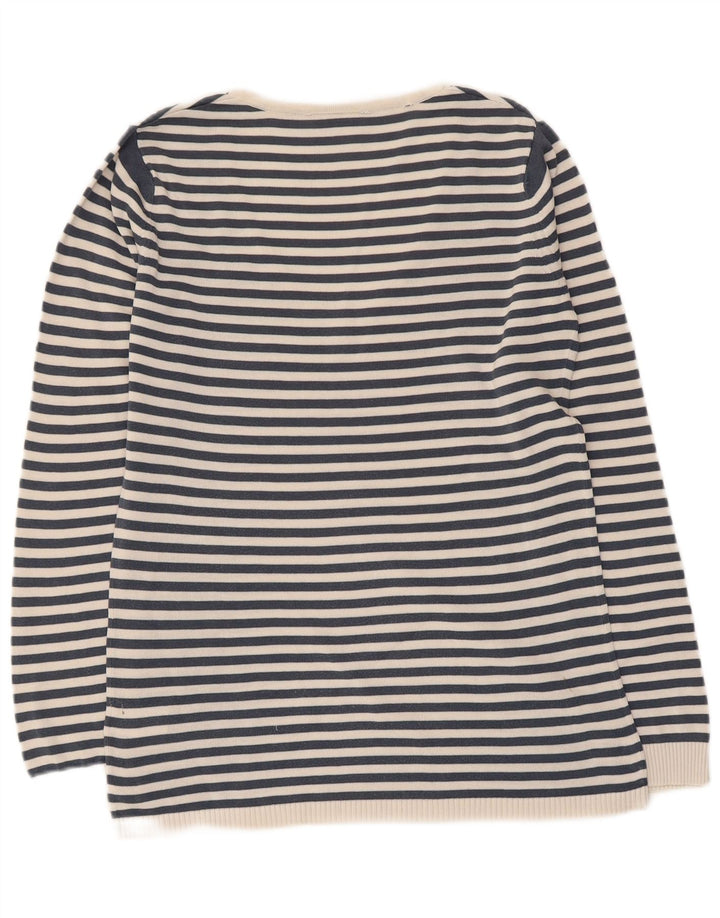 Lacoste Femme Col V Pull Pull Taille 38 Bleu Marine Moyen Rayé