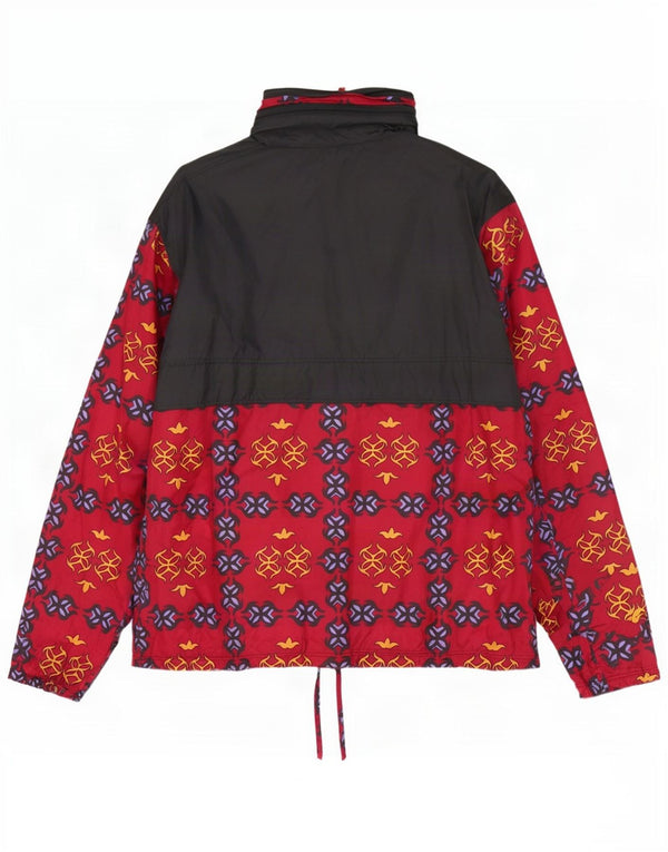 vintage Mens Loose Fit Hooded Anorak Rain Jacket UK 38 Moyen Rouge Géométrique