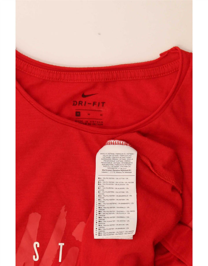 Nike Dri Fit Crop T-shirt graphique surdimensionné pour femme Rouge moyen UK 14