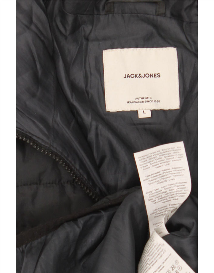 Jack & Jones Veste matelassée à capuche pour homme UK 40 Large Noir Polyester
