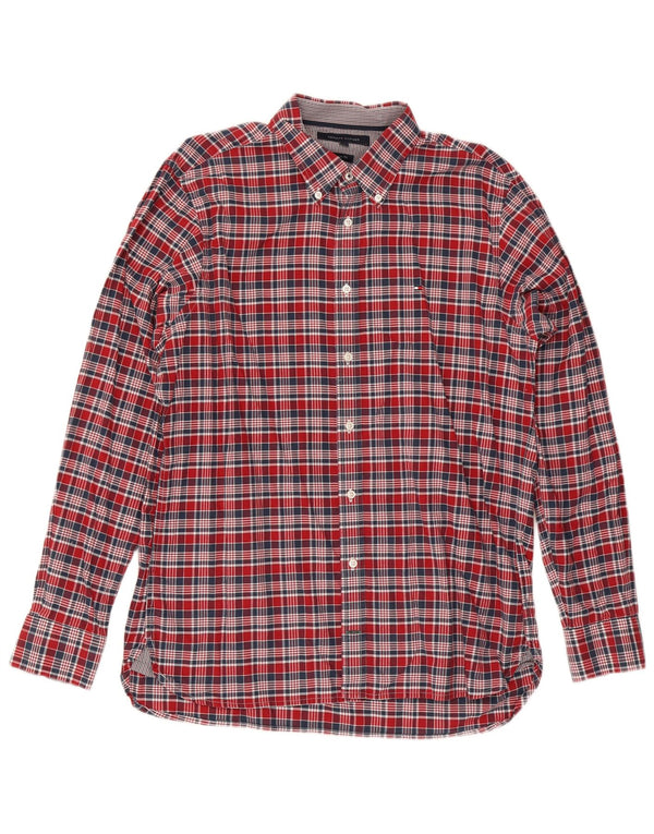 Tommy Hilfiger Chemise sur mesure pour homme en coton à carreaux rouges