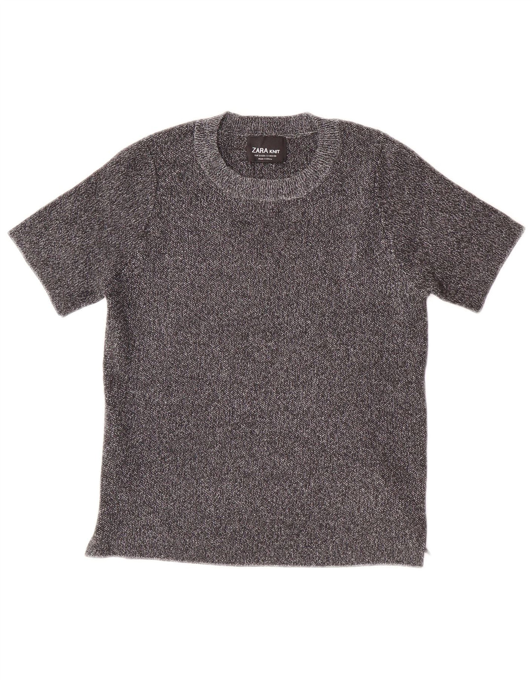 ZARA Womens Crop T-Shirt Top UK 8 Petit Gris
