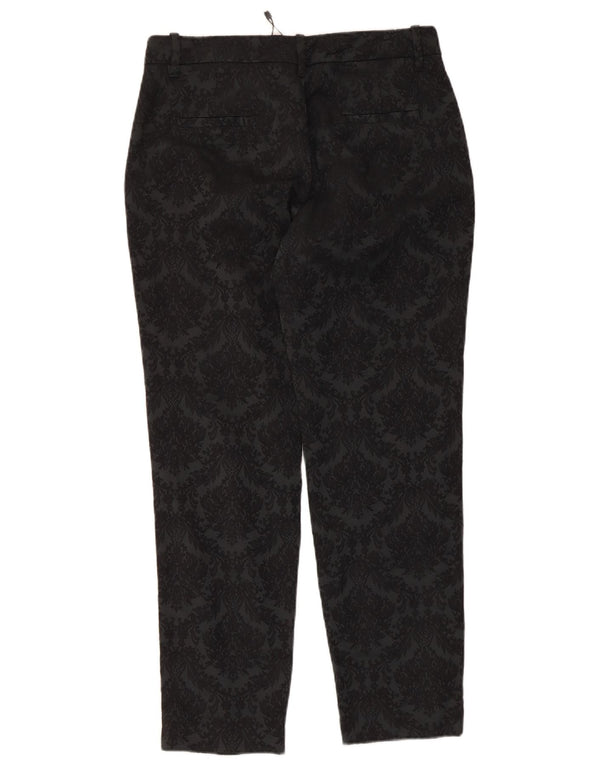 Pantalon Chino Droit Femme Zara Moyen W28 L27 Coton Floral Noir