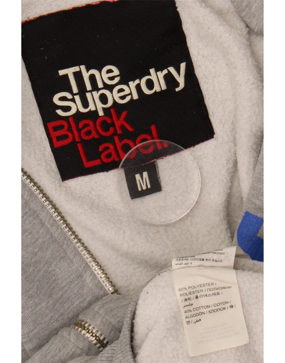 Superdry Pull à Capuche Graphique Zippé Homme Gris Moyen Polyester