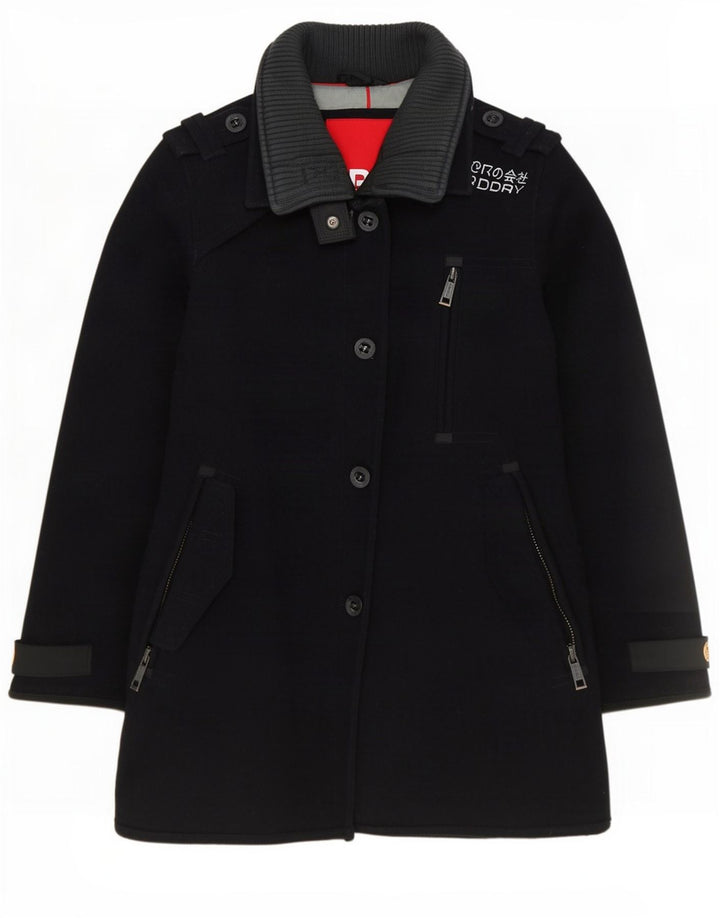 Superdry Pardessus militaire pour femme UK 12 laine bleu marine moyen