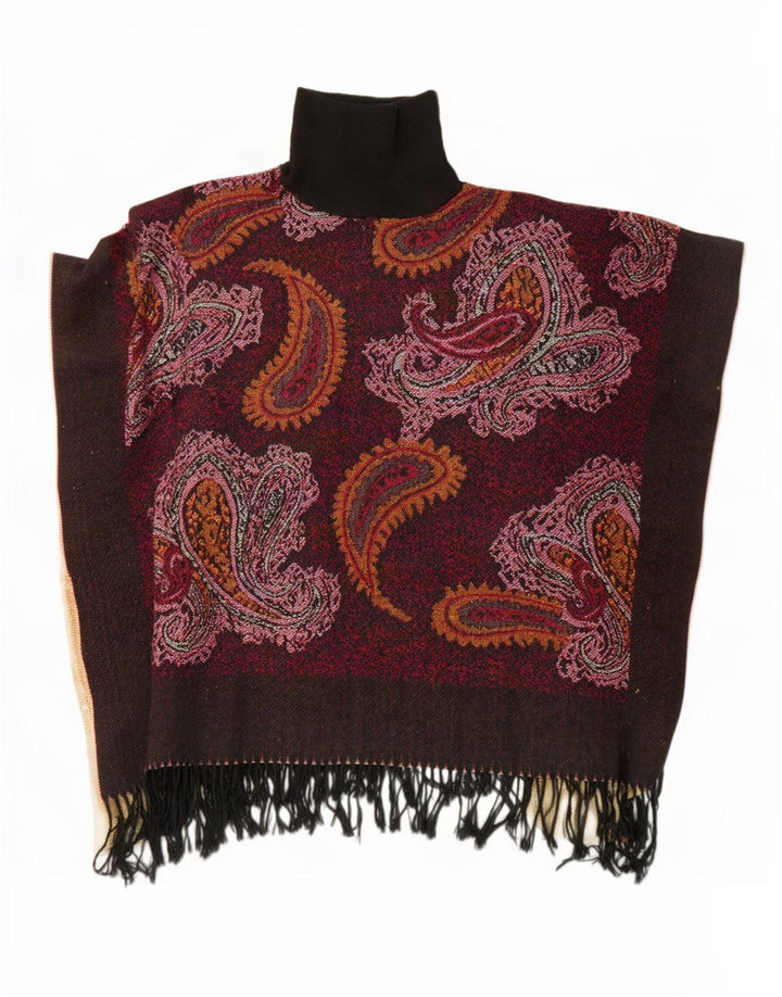 vintage Femme Poncho Jumper Taille Unique Marron Paisley